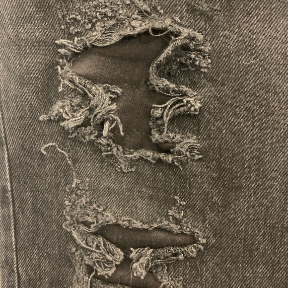 Agolde Black Denim Ripped Style Straight Jeans - Picture 4 of 6